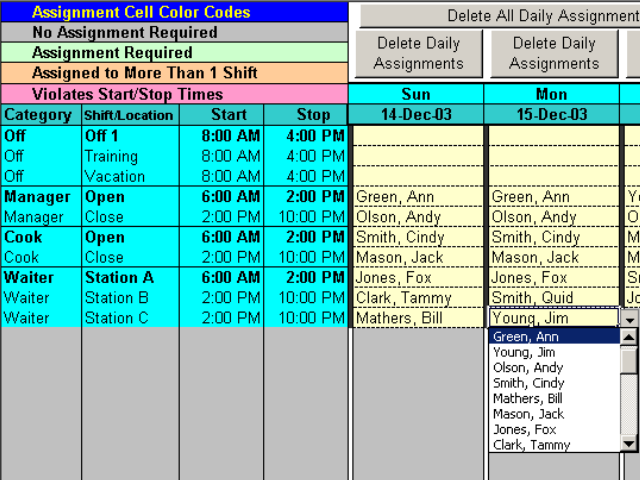 Schedule Split Shifts for 25 Employees 6.8 screenshot